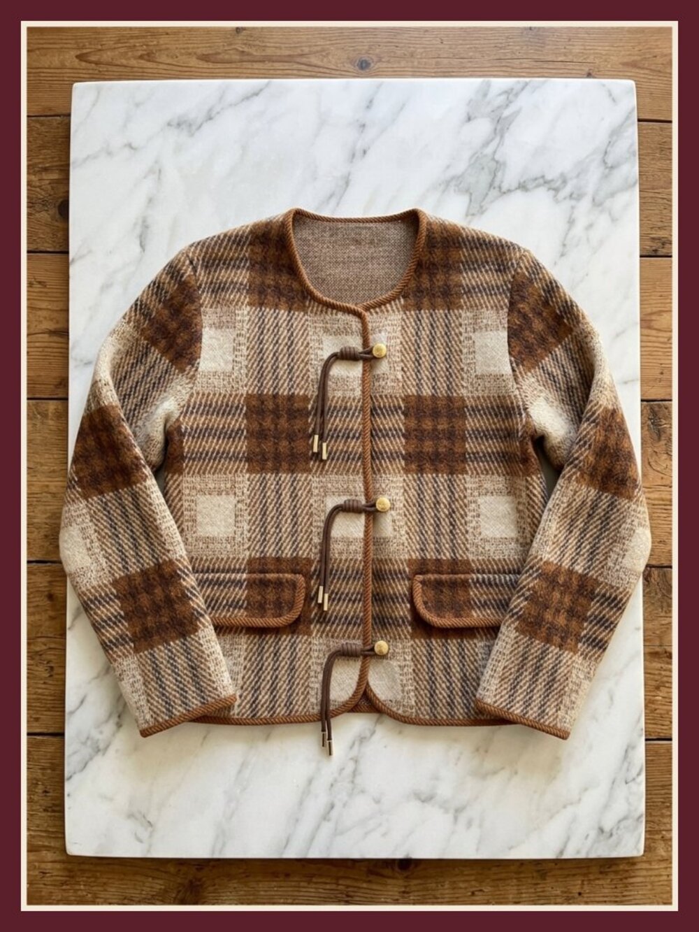 Women's Vintage Plaid Button Down Cardigan Sweater with Pockets